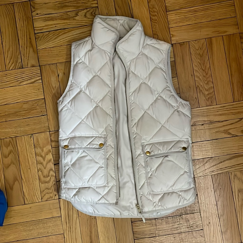 J.Crew cream quilted vest
